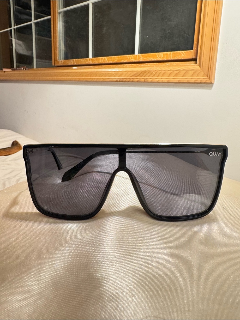 Quay Australia Black Oversized Shield Sunglasses